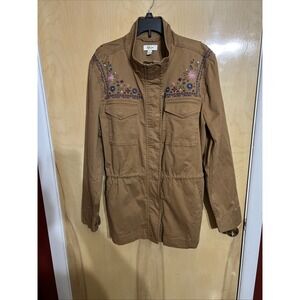 STYLE & CO. EMBROIDERED  JACKET SIZE PL 2 FLAP POCKETS AT CHEST  CINCH WAIST